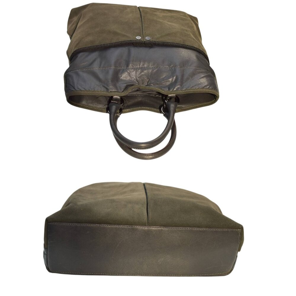 Moncler A Porter Gray Leather Suede Tote Handbag Shoulder bag - Picture 4 of 9